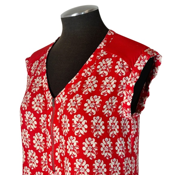 Pleione – Zip Front Sleeveless Print Top – Small - Picture 8 of 10